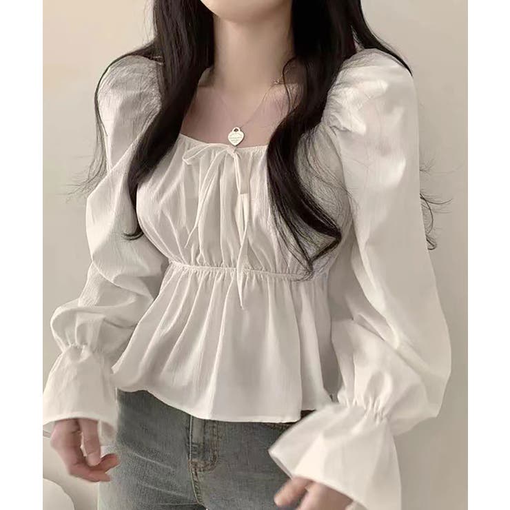 ホワイト | フリルディテール フェミニンブラウス | SHUSHU