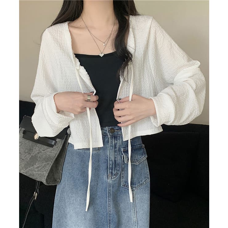 前結び ボレロ リボンショートカーディガン | SHUSHU | 詳細画像3 