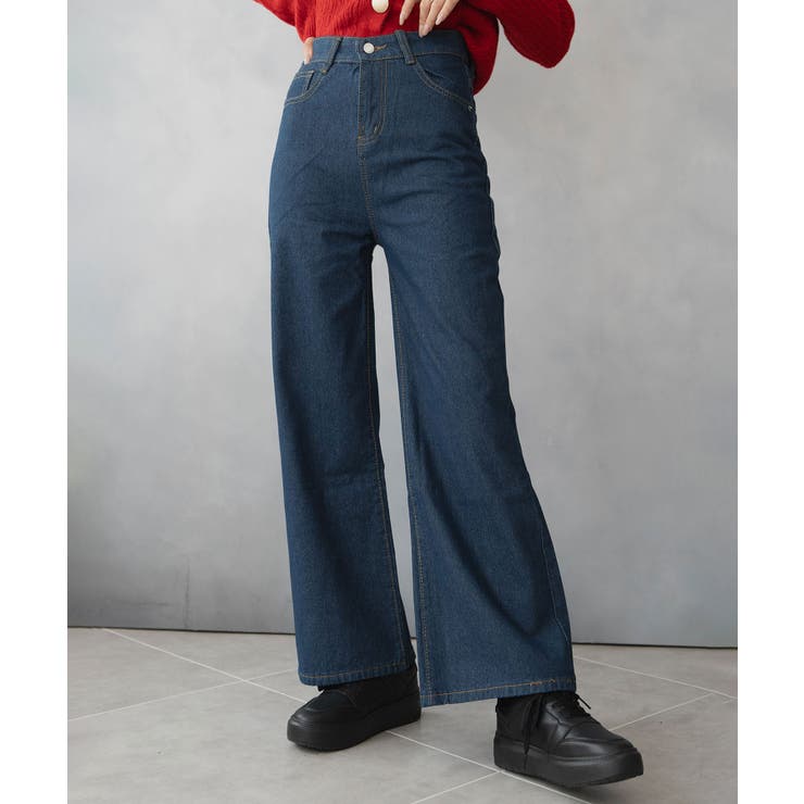 インディゴブルー | デニム ルーズ ワイドパンツ | SHUSHU