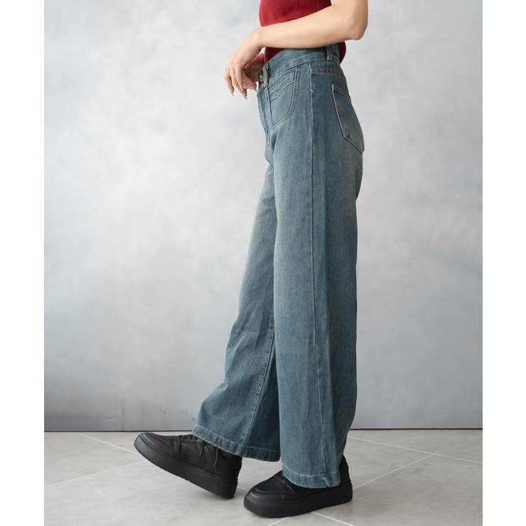 ダブルボタン ワイド デニム パンツ | SHUSHU | 詳細画像15 