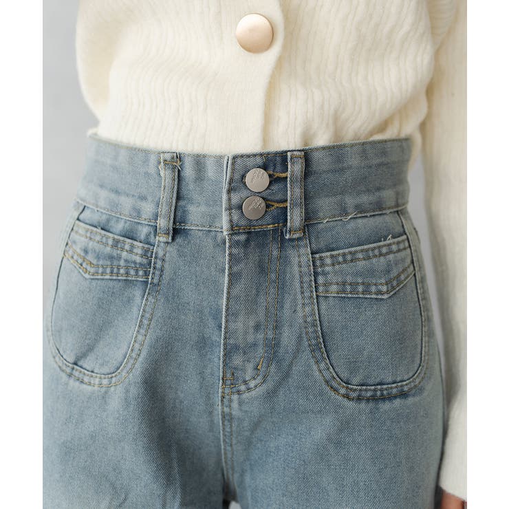 ダブルボタン ワイド デニム パンツ | SHUSHU | 詳細画像8 