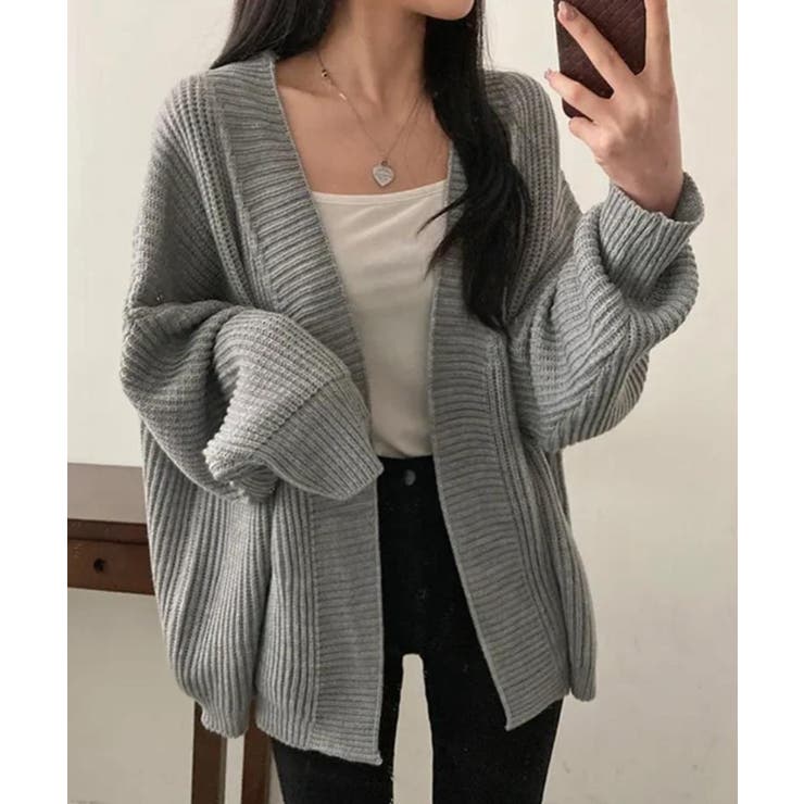 グレー | ニット カーディガン ミドルゲージ | SHUSHU