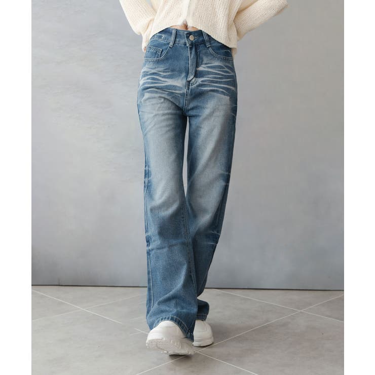 ブルー | レトロ ヴィンテージライク デニムパンツ | SHUSHU