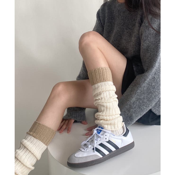 アイボリー | レッグウォーマー ソックス 配色靴下 | SHUSHU