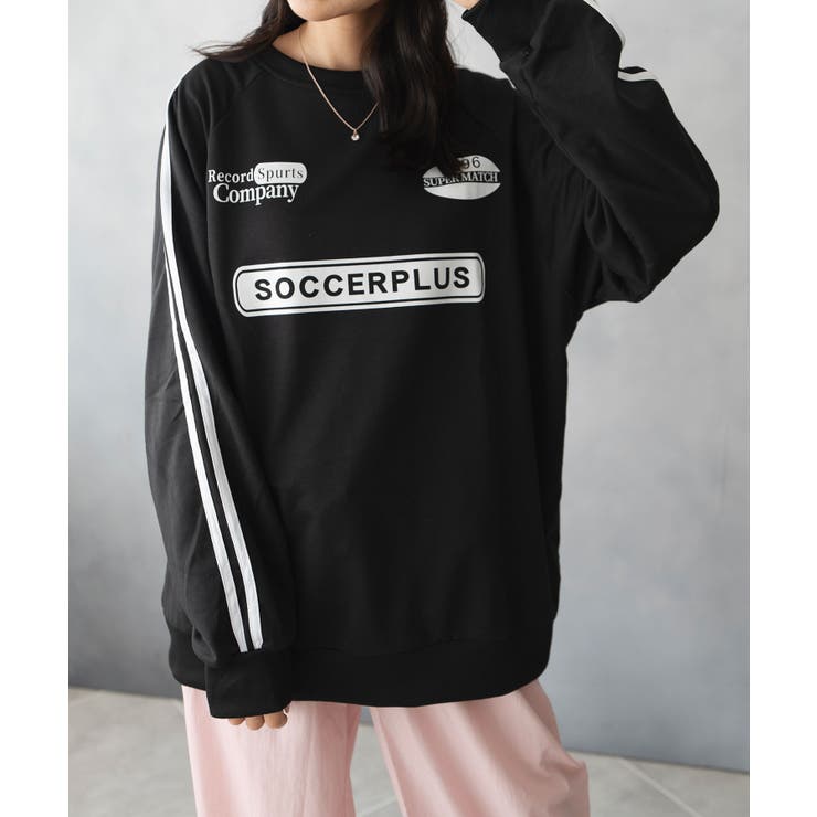 ブラック | ゆるっとした シルエット ライン切り替え スエット トレーナー | SHUSHU