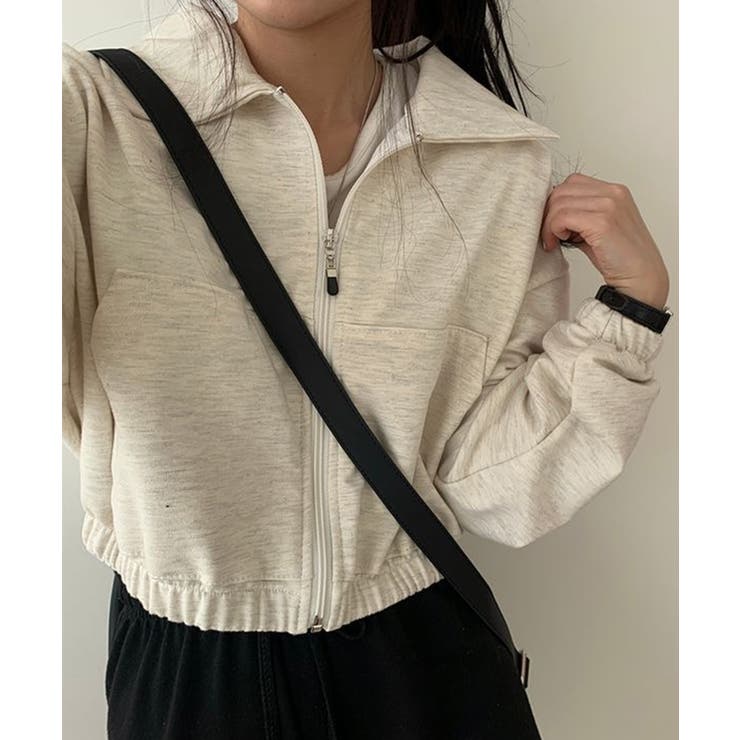 薄手 クロップド フルジップ スエット ブルゾン | SHUSHU | 詳細画像8 