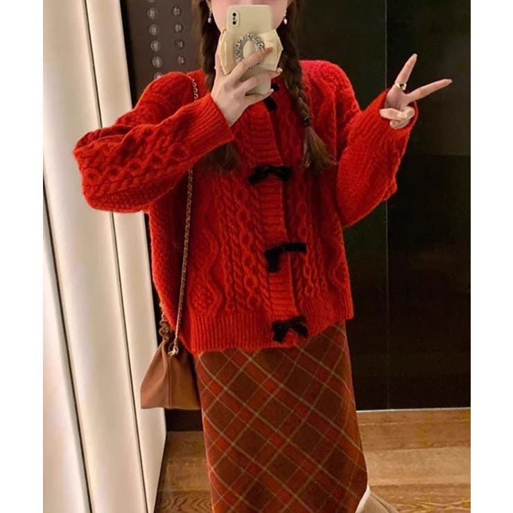 ケーブル編み リボン ニット カーディガン | SHUSHU | 詳細画像3 