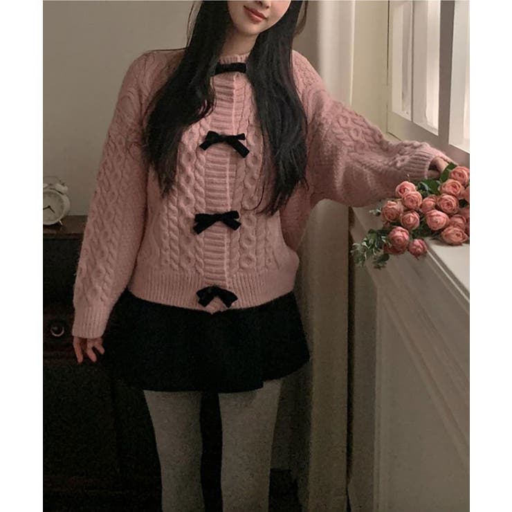 ケーブル編み リボン ニット カーディガン | SHUSHU | 詳細画像5 