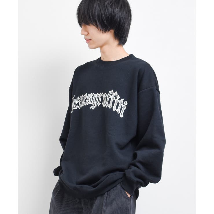 ブラック | 裏起毛ぼかしアーチロゴトレーナー スウェット 長袖 | 子ども服 SHUSHU