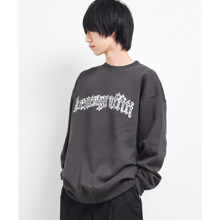 チャコール | 裏起毛ぼかしアーチロゴトレーナー スウェット 長袖 | 子ども服 SHUSHU