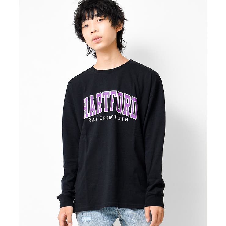 ブラック | アーチロゴプリントロングTシャツ トップス 長袖 | 子ども服 SHUSHU