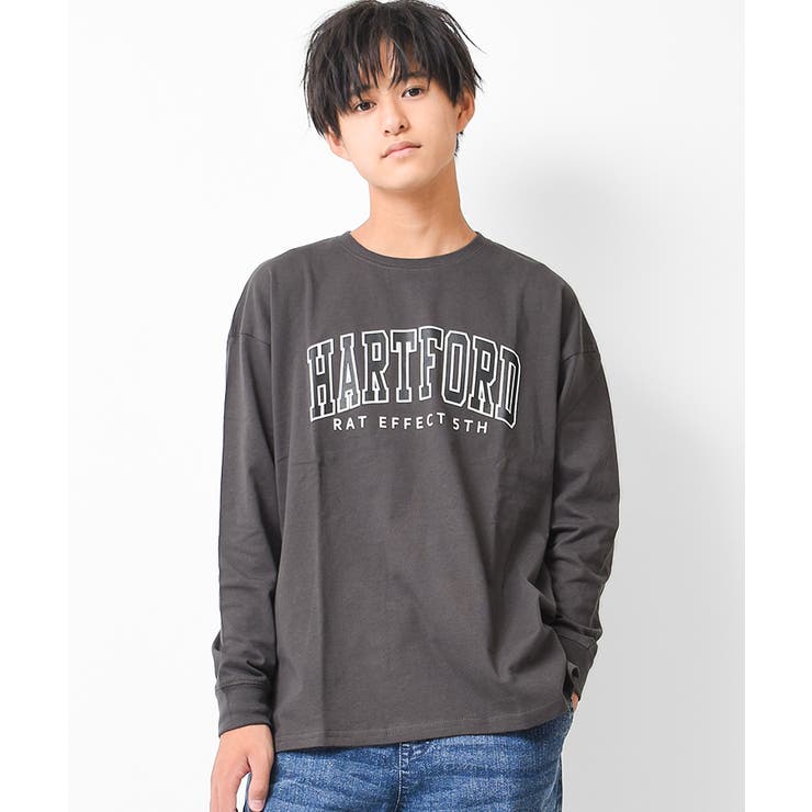 チャコール | アーチロゴプリントロングTシャツ トップス 長袖 | 子ども服 SHUSHU