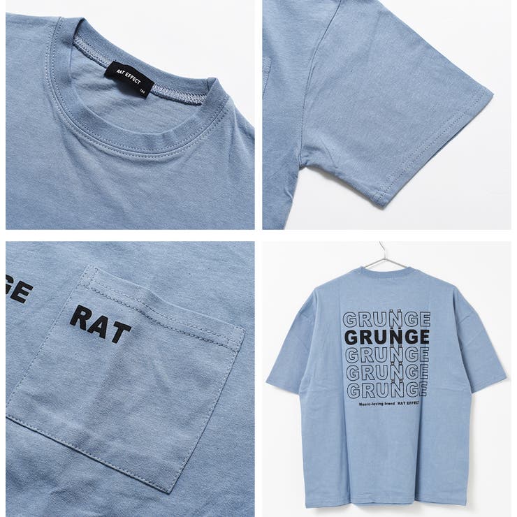 ポケット付バックロゴプリントTシャツ トップス カットソー[品番