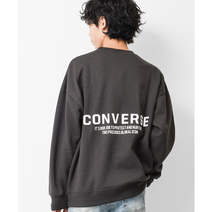 チャコール | CONVERSE 別注裏起毛バックプリントビッグトレーナー スウェット | 子ども服 SHUSHU