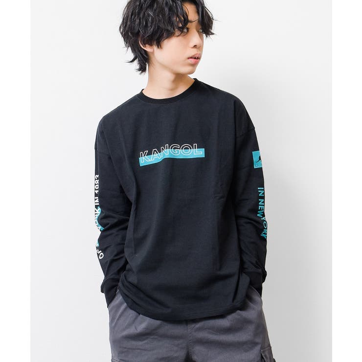 ブラック | KANGOL 別注袖ネオンプリントロングTシャツ トップス | 子ども服 SHUSHU