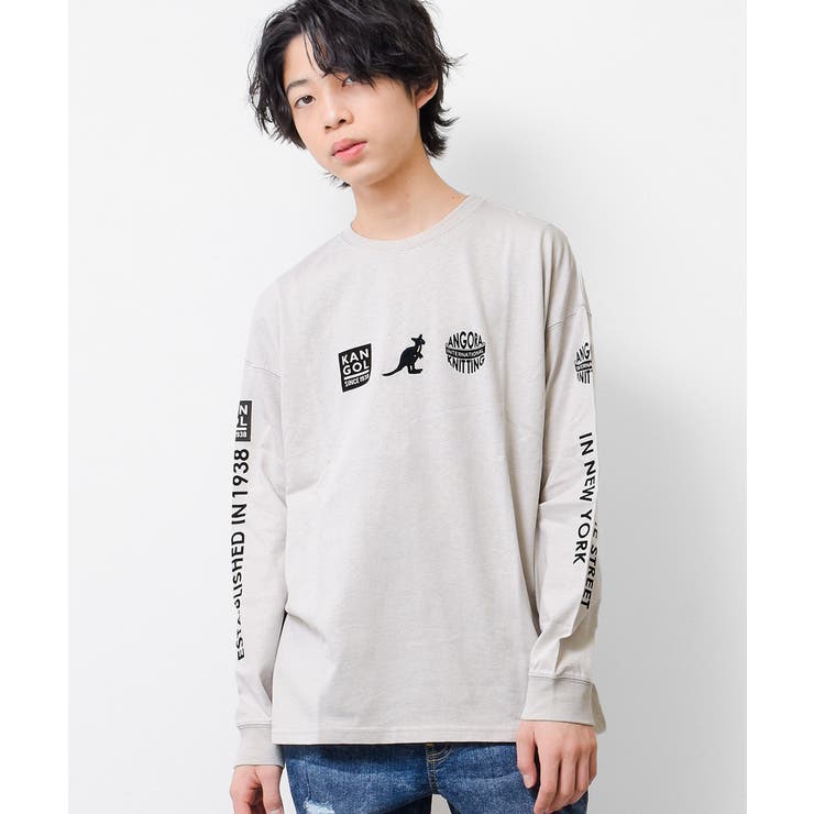 ライトグレー | KANGOL 別注袖プリントロングTシャツ トップス | 子ども服 SHUSHU