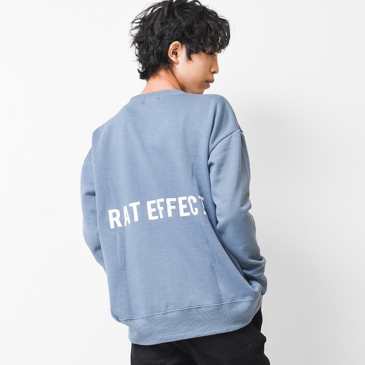 ブルー | 裏起毛バックプリントビッグトレーナー スウェット 長袖 | 子ども服 SHUSHU