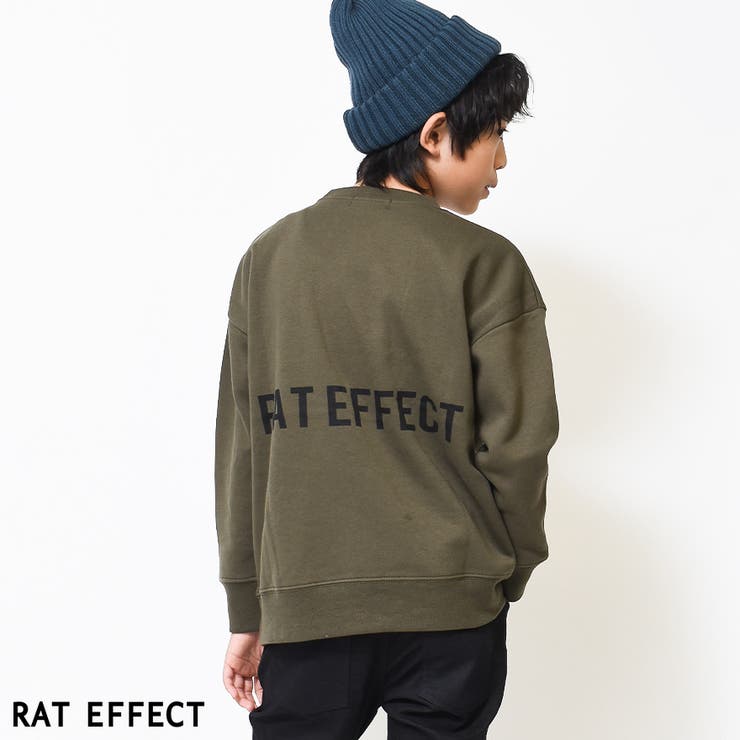 カーキ | 裏起毛バックプリントビッグトレーナー スウェット 長袖 | 子ども服 SHUSHU