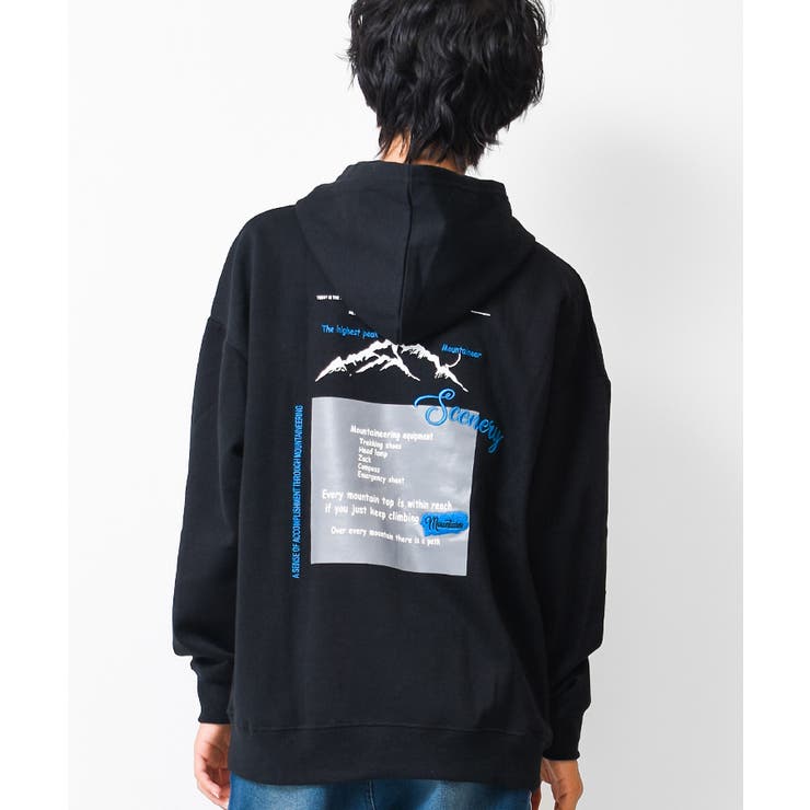 ブラック | 裏起毛ヤマ系刺繍プリントフーディー パーカー スウェット | 子ども服 SHUSHU