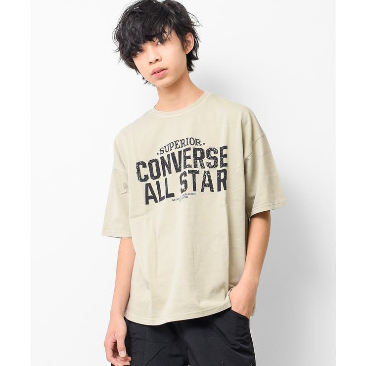 グレイッシュベージュ | CONVERSE 別注ピグメントビッグTシャツ トップス | 子ども服 SHUSHU