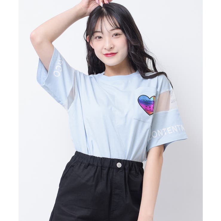 サックス | 袖メッシュTシャツ トップス 半袖 | 子ども服 SHUSHU