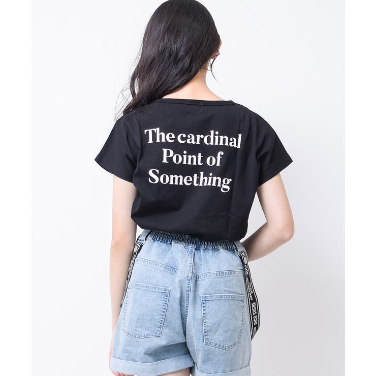 ブラック | バックプリントフレンチスリーブTシャツ トップス 半袖 | 子ども服 SHUSHU