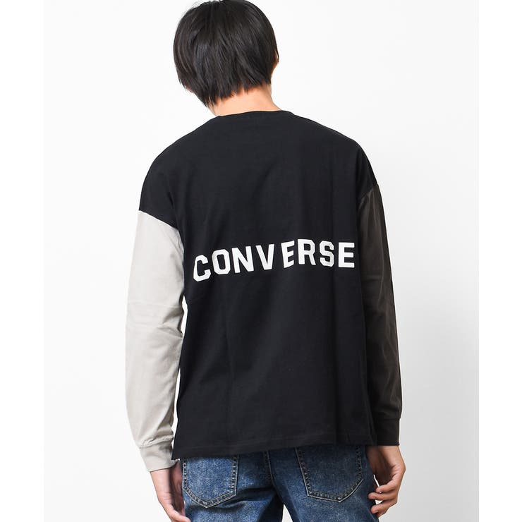 ブラック | CONVERSE 別注ポケット付きロングTシャツ カットソー | 子ども服 SHUSHU