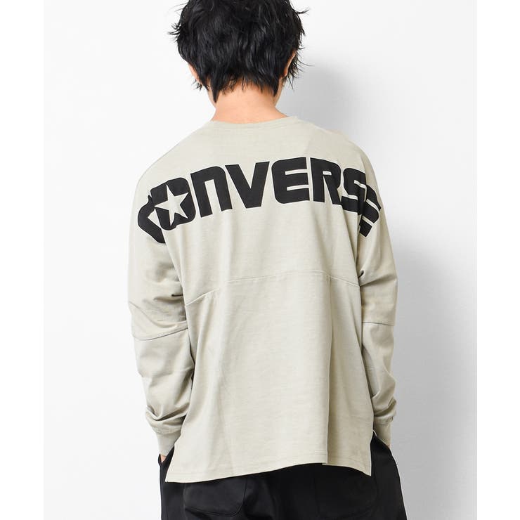 グレイッシュベージュ | CONVERSE 別注バックプリントロングTシャツ カットソー | 子ども服 SHUSHU