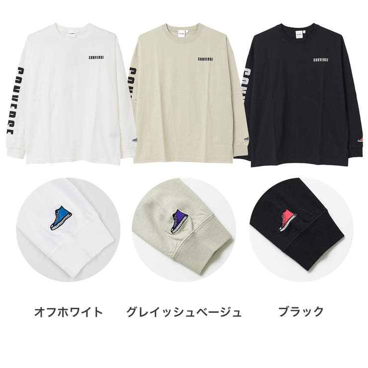 CONVERSE 別注袖ロゴプリントロングTシャツ カットソー[品番