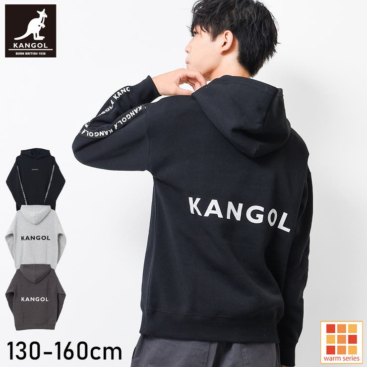 KANGOL 別注裏起毛袖ロゴラインフーディー スウェット[品番 