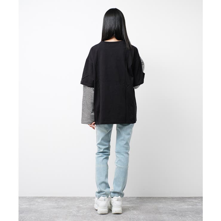 フェイクレイヤードボーダーロングTシャツ トップス ロンT | 子ども服 SHUSHU | 詳細画像6 