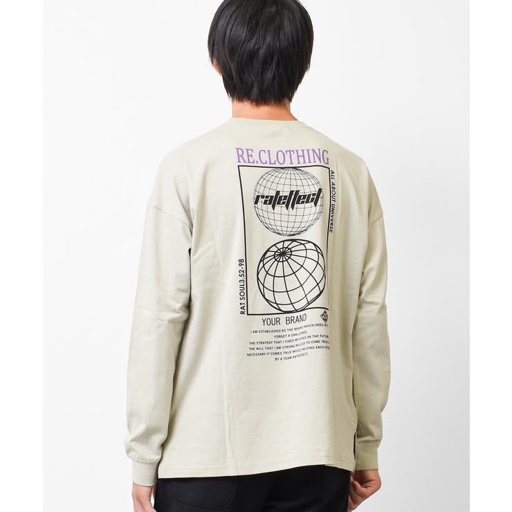 グレイッシュベージュ | RE CLOTHINGバックプリントロングTシャツ トップス | 子ども服 SHUSHU