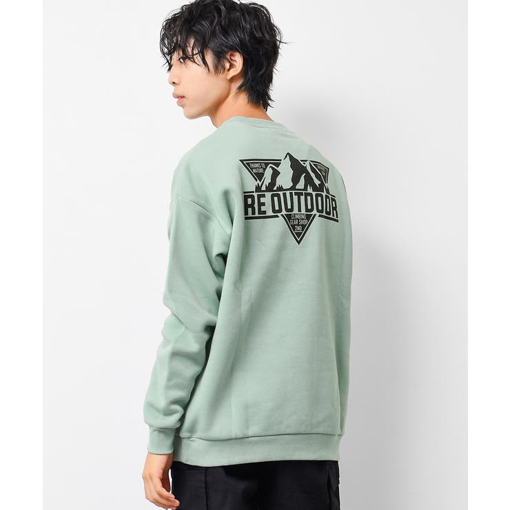 裏起毛RE OUTDOORバックプリントトレーナー スウェット[品番