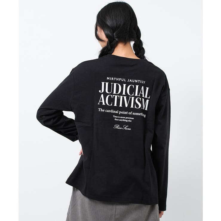 ブラック | ロゴプリントロングTシャツ トップス ロンT | 子ども服 SHUSHU