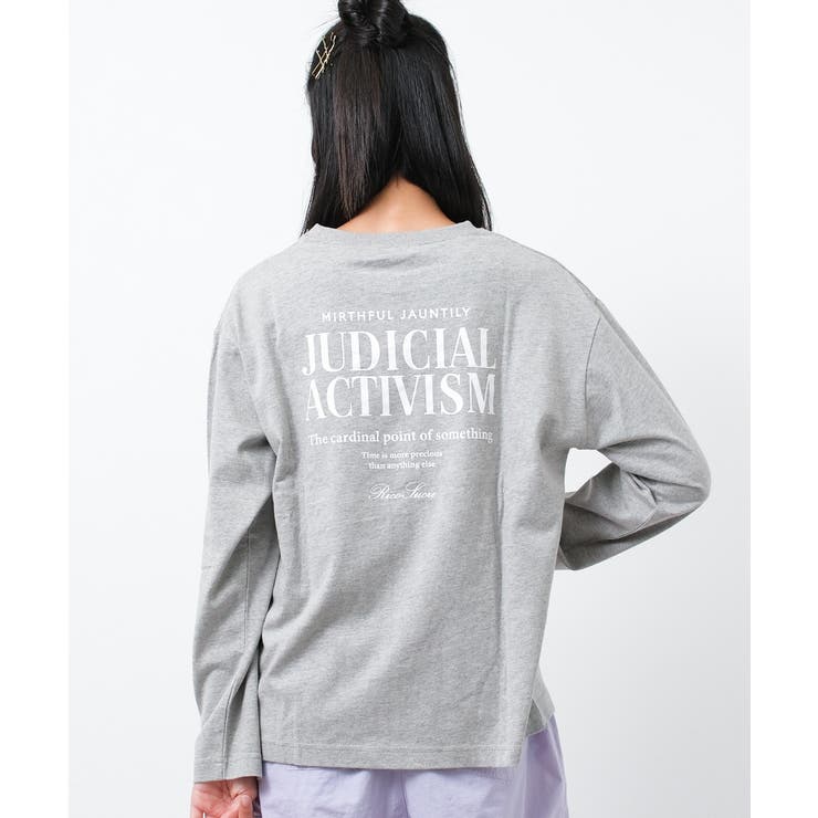 杢グレー | ロゴプリントロングTシャツ トップス ロンT | 子ども服 SHUSHU