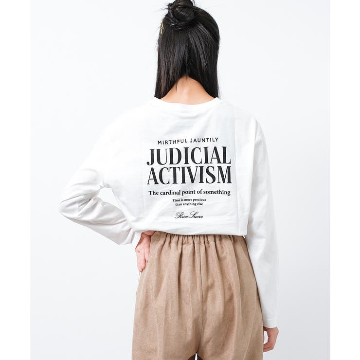 オフホワイト | ロゴプリントロングTシャツ トップス ロンT | 子ども服 SHUSHU