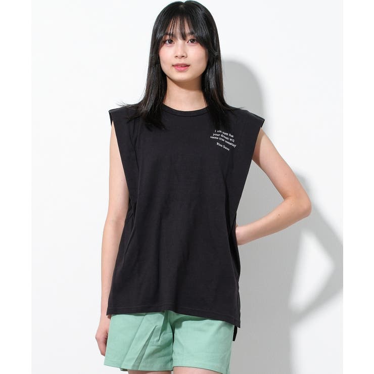ブラック | 肩タックチュニックTシャツ トップス 半袖 | 子ども服 SHUSHU