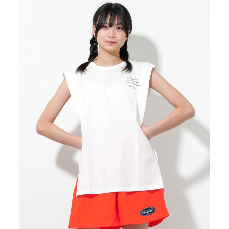 オフホワイト | 肩タックチュニックTシャツ トップス 半袖 | 子ども服 SHUSHU
