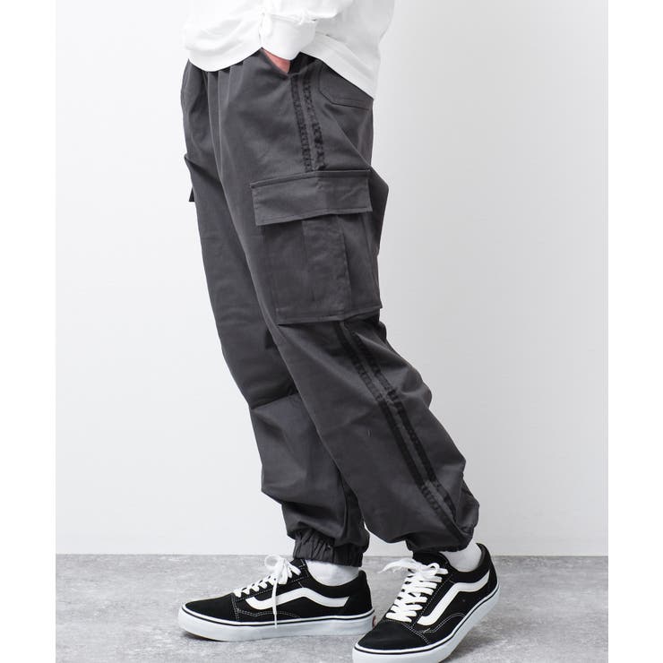 チャコールグレー | ワイドジョガーラインカーゴパンツ ボトムス 長ズボン | 子ども服 SHUSHU