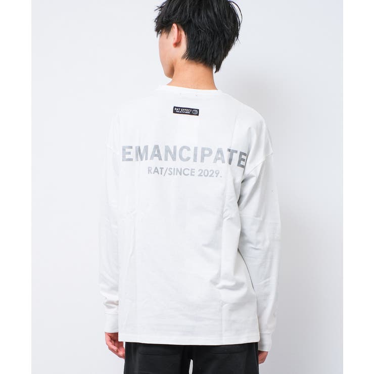 オフホワイト | EMANCIPATE リフレクター ロングTシャツ | 子ども服 SHUSHU