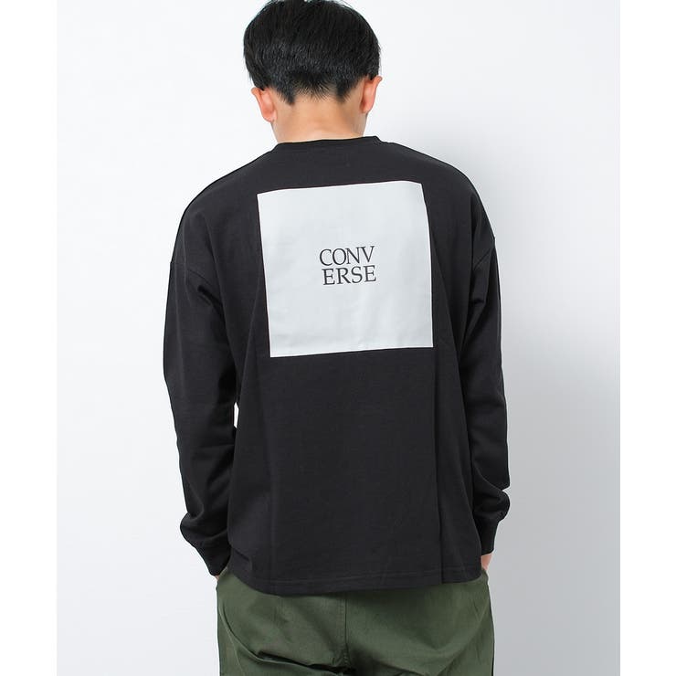 ブラック | CONVERSE 別注バックスクエアプリントロングTシャツ カットソー | 子ども服 SHUSHU