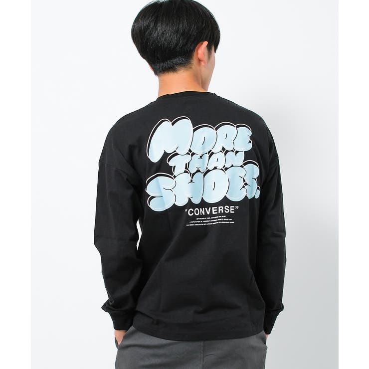 ブラック | CONVERSE 別注バックプリントビッグロングTシャツ カットソー | 子ども服 SHUSHU