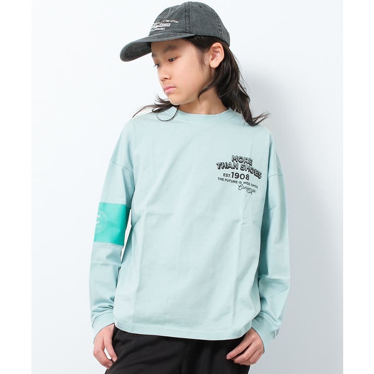 グリーン | CONVERSE 別注袖ラインプリントロングTシャツ カットソー | 子ども服 SHUSHU