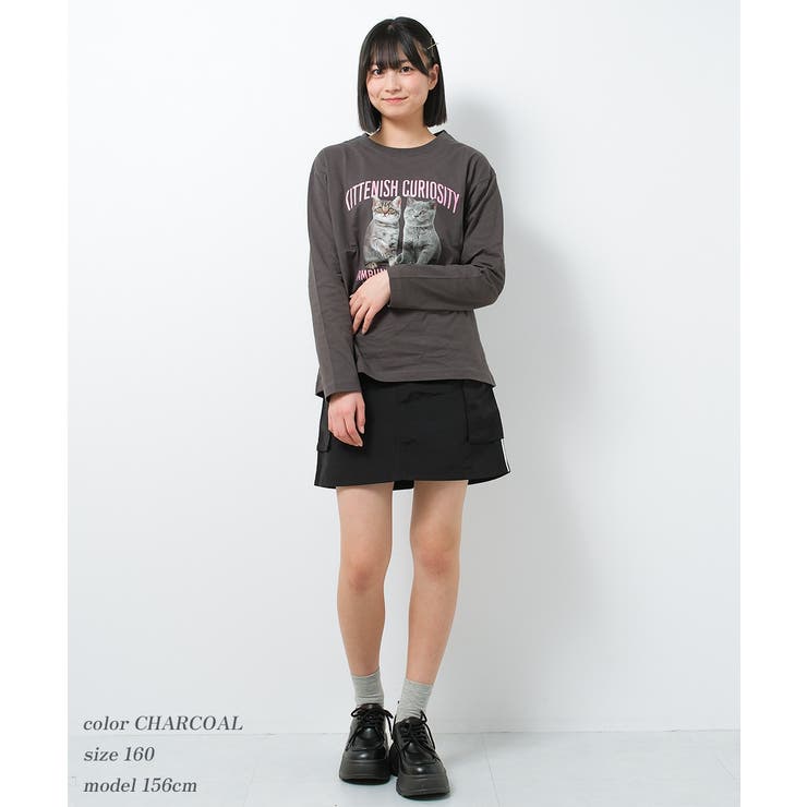 猫転写プリントロングTシャツ トップス ロンT | 子ども服 SHUSHU | 詳細画像2 