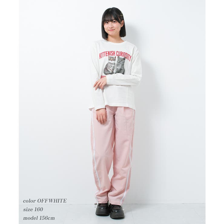 猫転写プリントロングTシャツ トップス ロンT | 子ども服 SHUSHU | 詳細画像4 