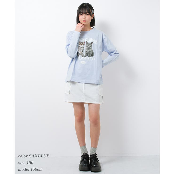 猫転写プリントロングTシャツ トップス ロンT | 子ども服 SHUSHU | 詳細画像5 
