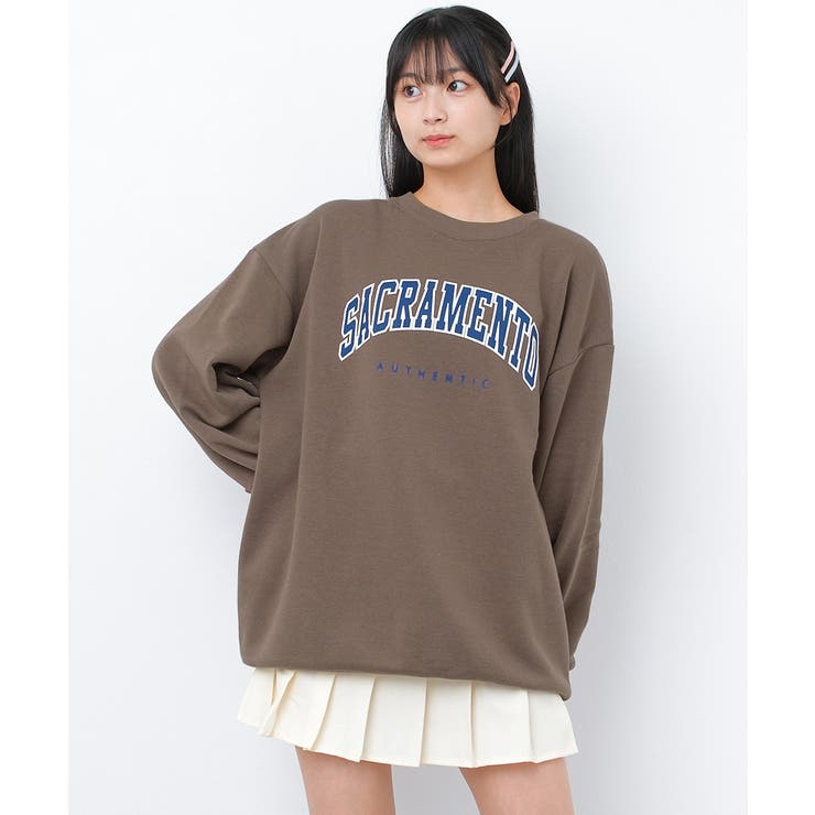 裏起毛カレッジロゴビッグトレーナー 子供服 女の子[品番