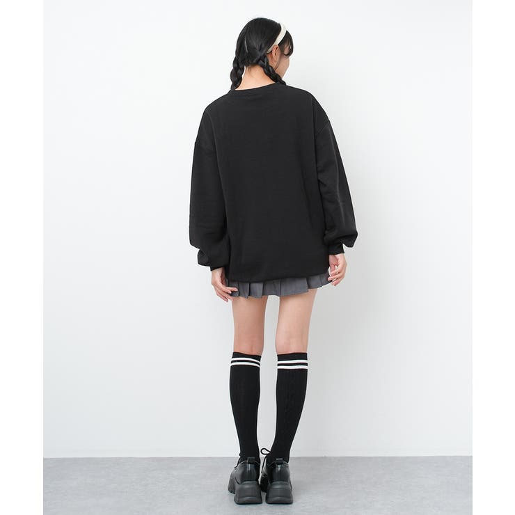 裏起毛カレッジロゴビッグトレーナー 子供服 女の子[品番