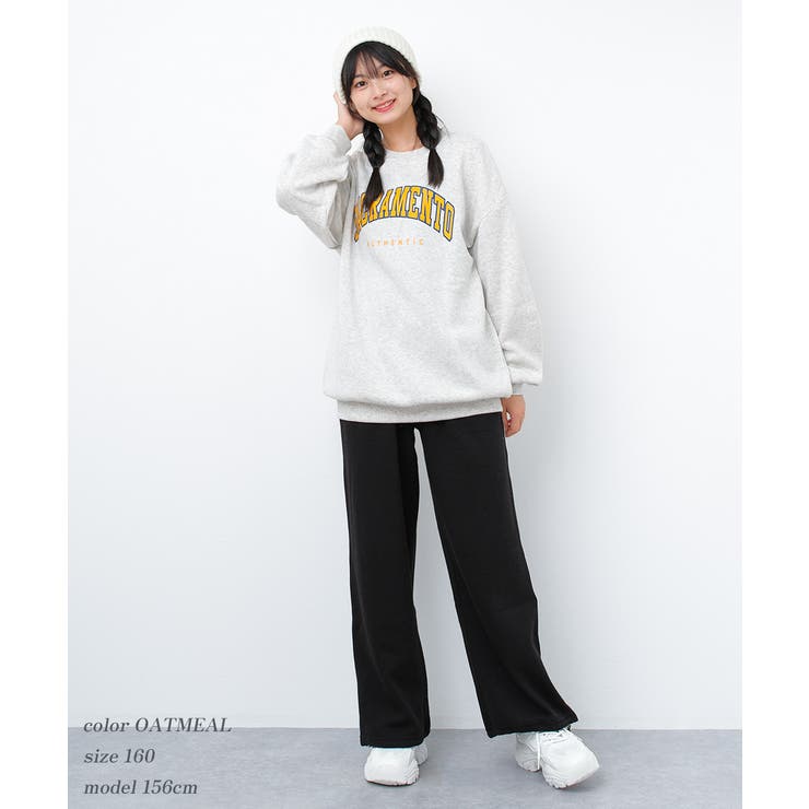 裏起毛カレッジロゴビッグトレーナー 子供服 女の子[品番