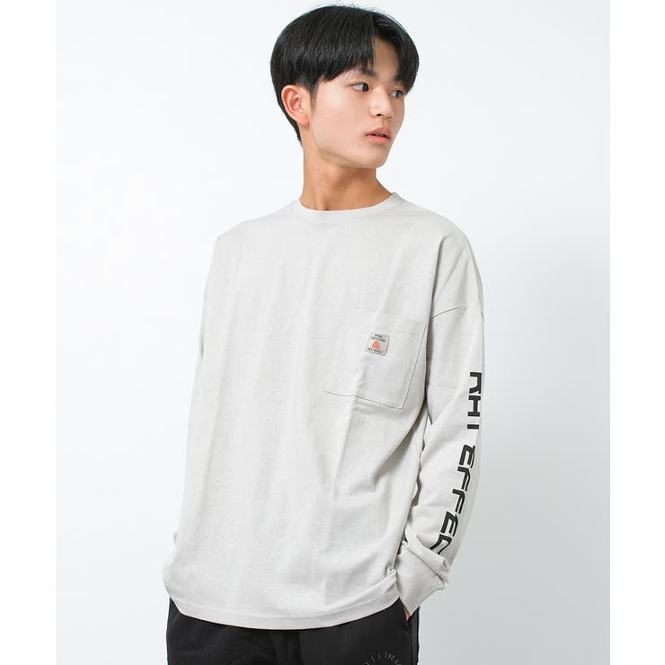 ライトグレー | 袖プリントビッグロングTシャツ トップス 長袖 | 子ども服 SHUSHU